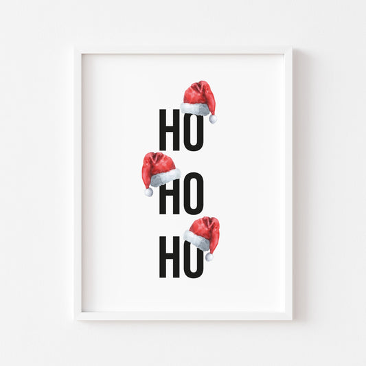 Ho Ho Ho Red Santa Hats Christmas seasonal unframed wall art poster print