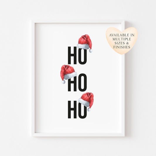 Ho Ho Ho Red Santa Hats Christmas seasonal unframed wall art poster print