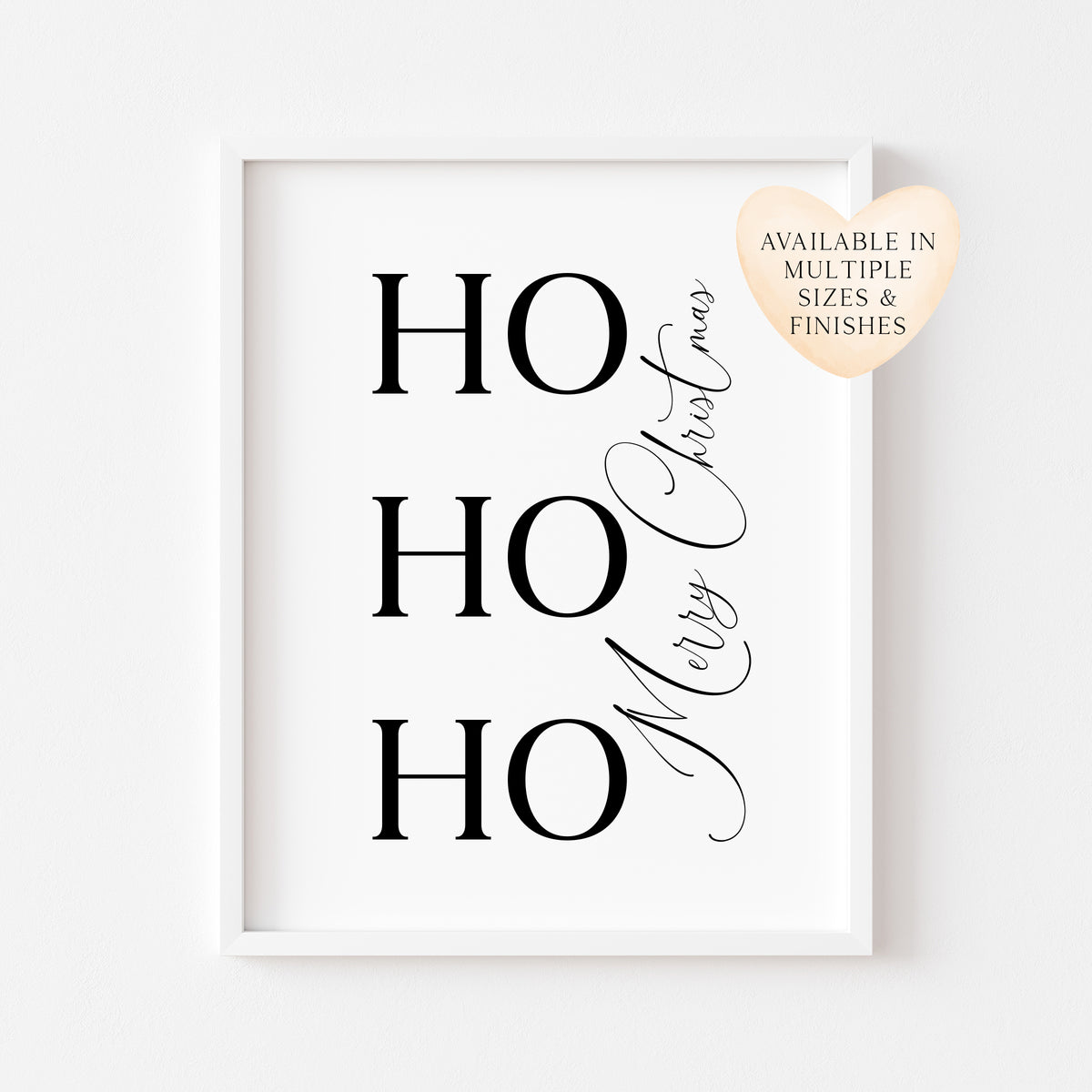 Ho Ho Ho Merry Christmas simplistic duo font seasonal winter unframed wall art poster print