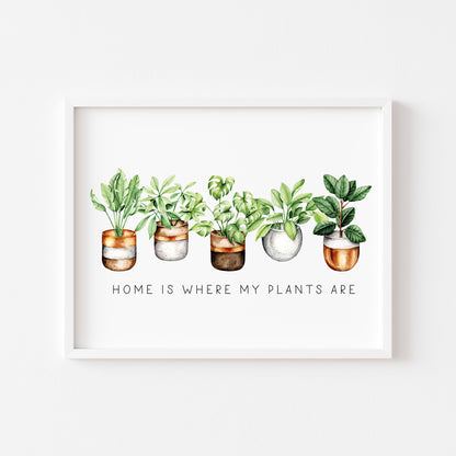 Plant print, Home is where my plants are succulents home Decor (unframed)