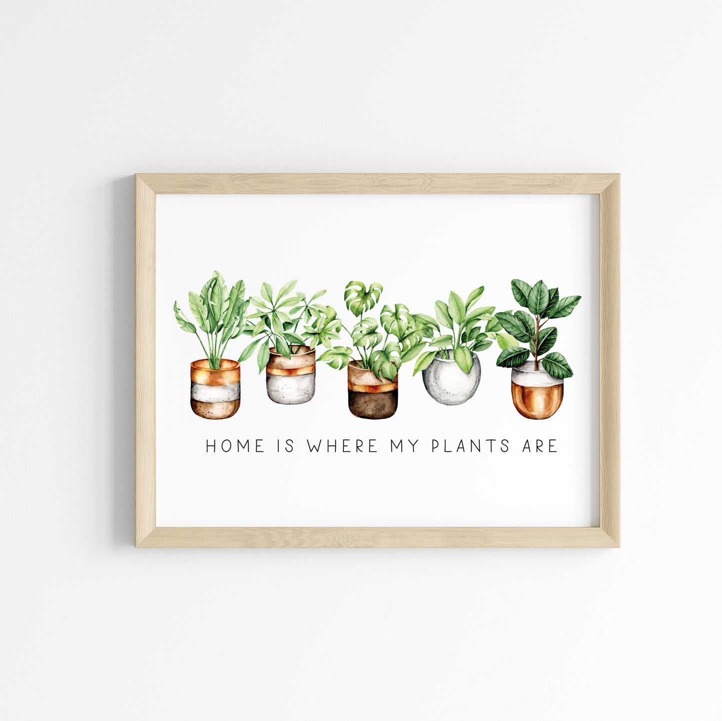 Plant print, Home is where my plants are succulents home Decor (unframed)