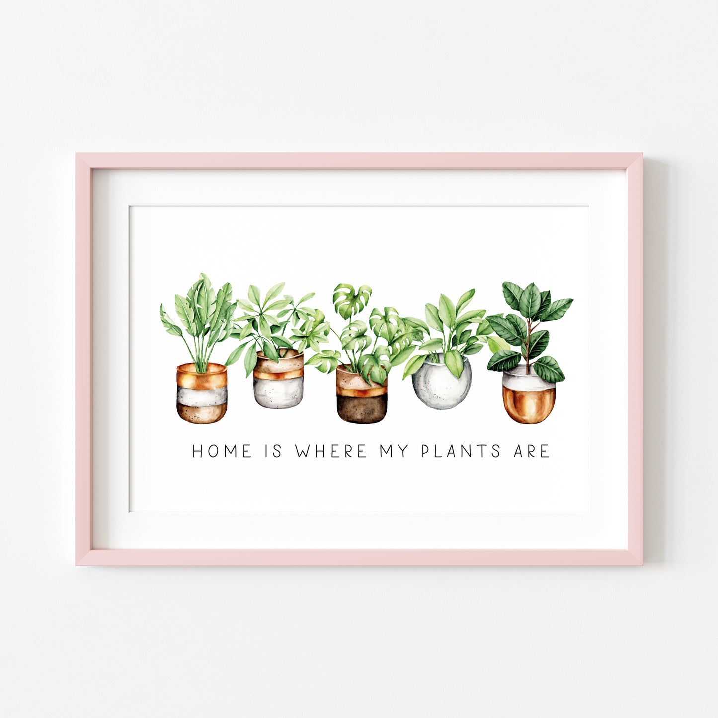Plant print, Home is where my plants are succulents home Decor (unframed)