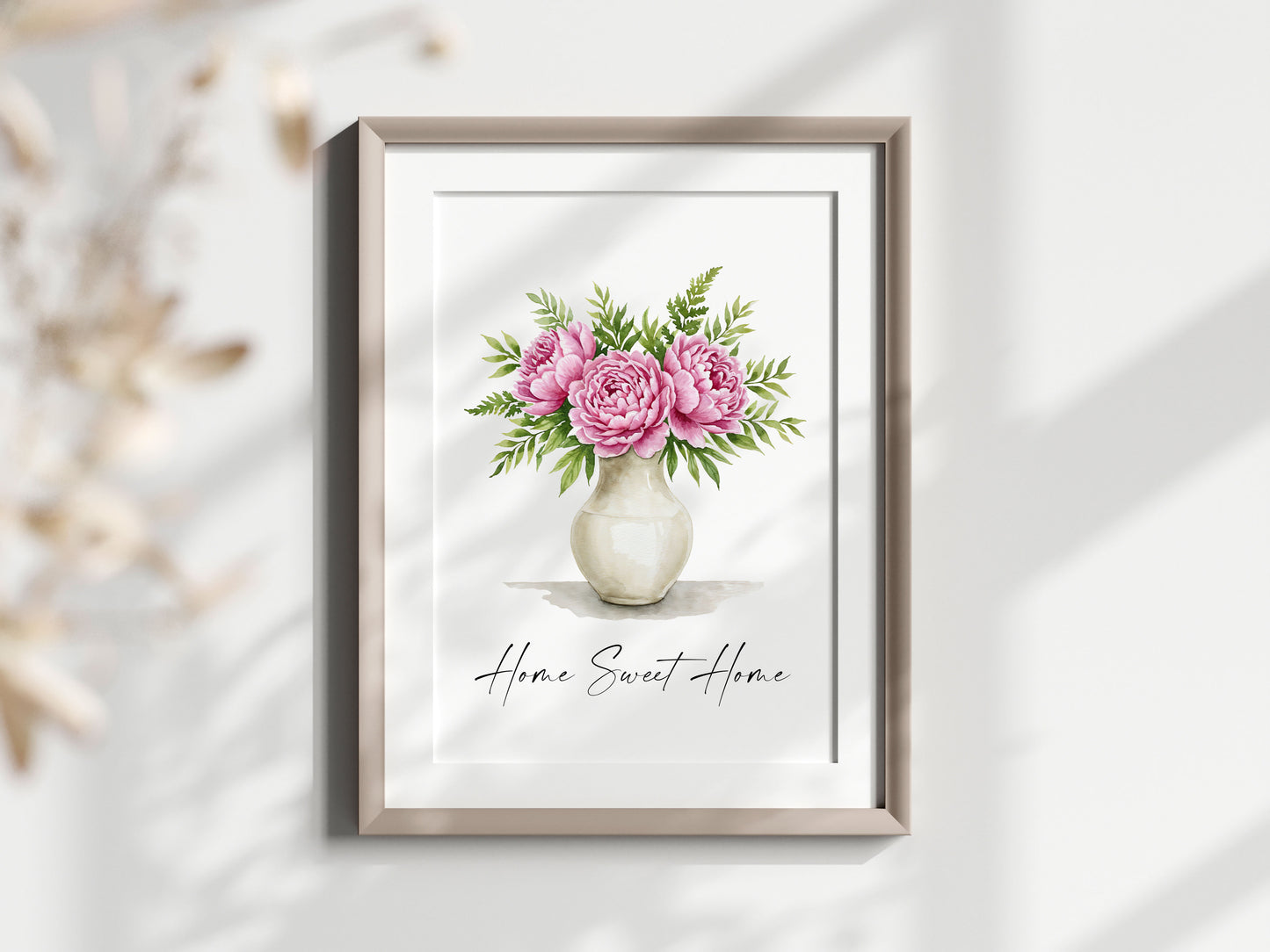 Home Sweet Home Print Peonies bouquet flower vase wall art poster (Unframed)