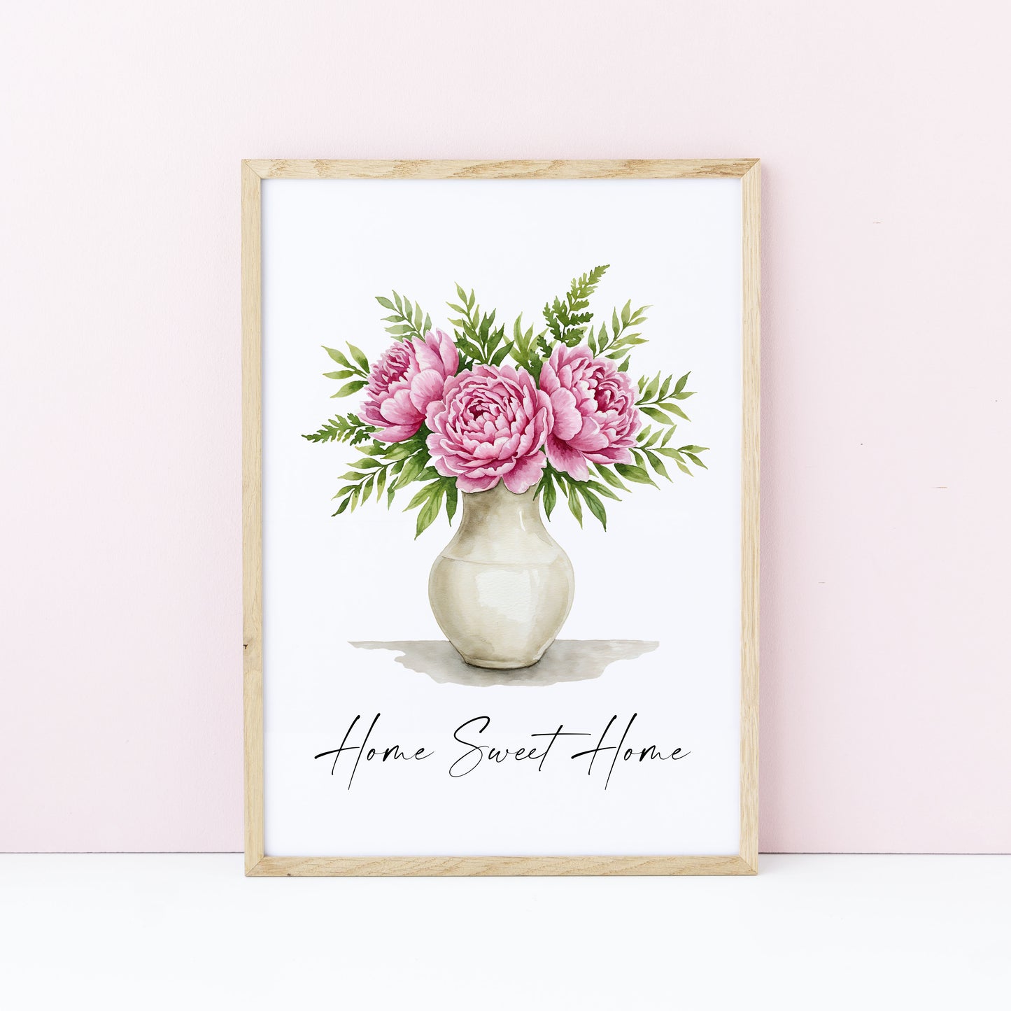 Home Sweet Home Print Peonies bouquet flower vase wall art poster (Unframed)