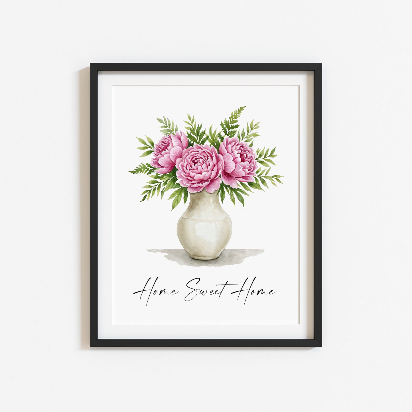 Home Sweet Home Print Peonies bouquet flower vase wall art poster (Unframed)