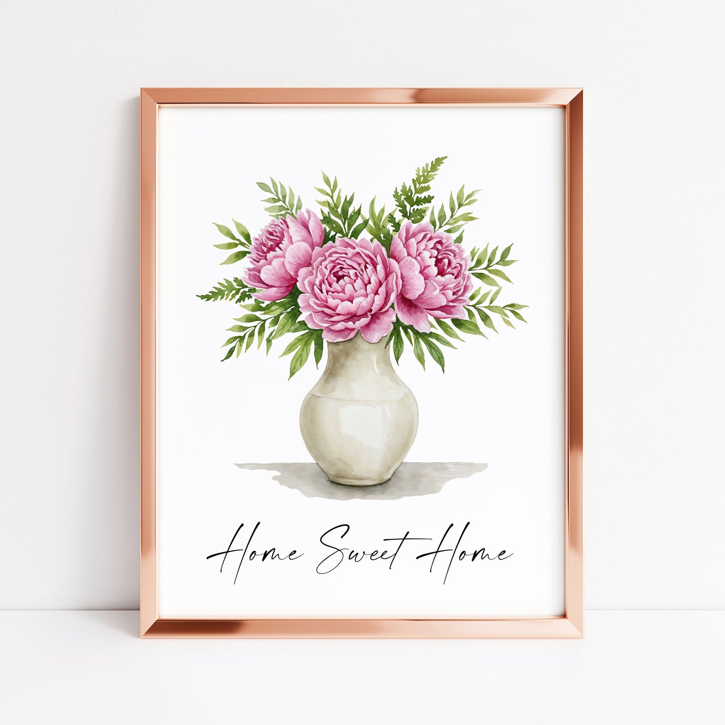 Home Sweet Home Print Peonies bouquet flower vase wall art poster (Unframed)