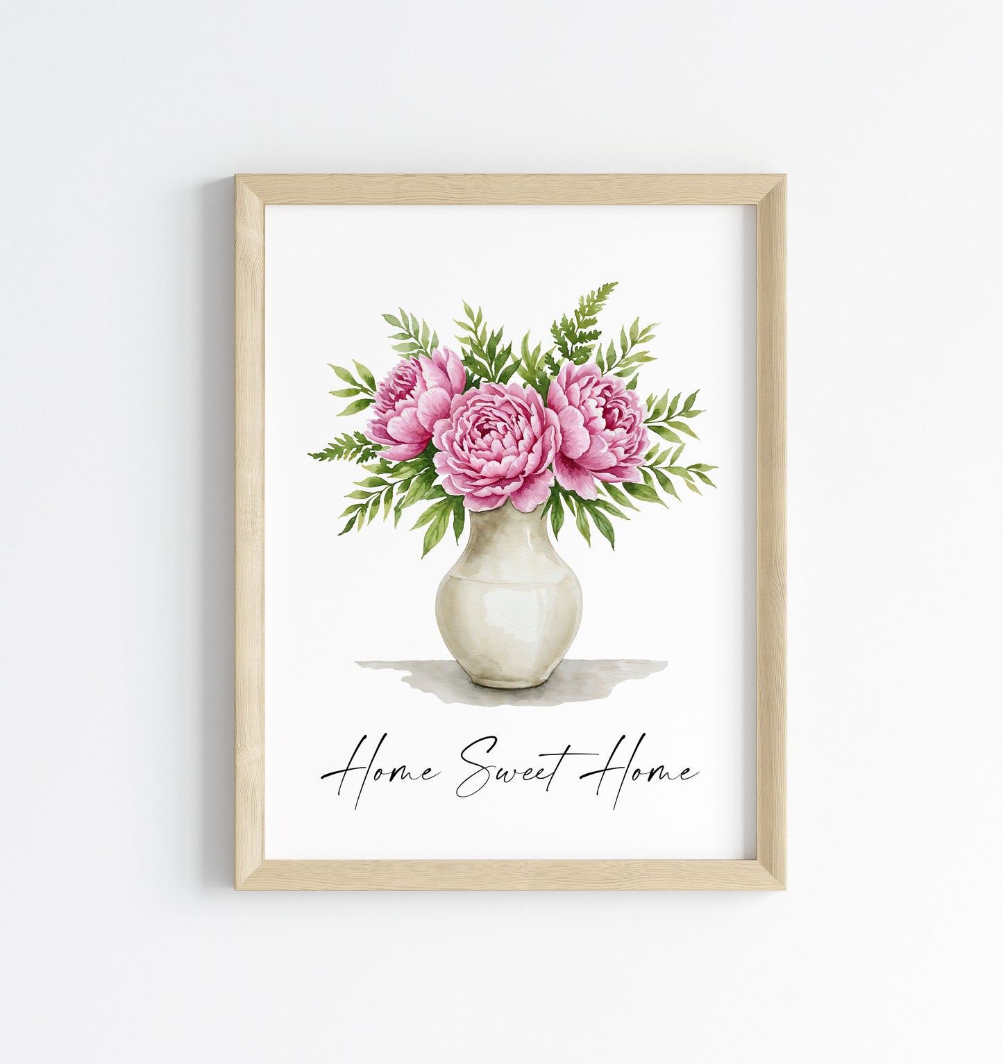 Home Sweet Home Print Peonies bouquet flower vase wall art poster (Unframed)