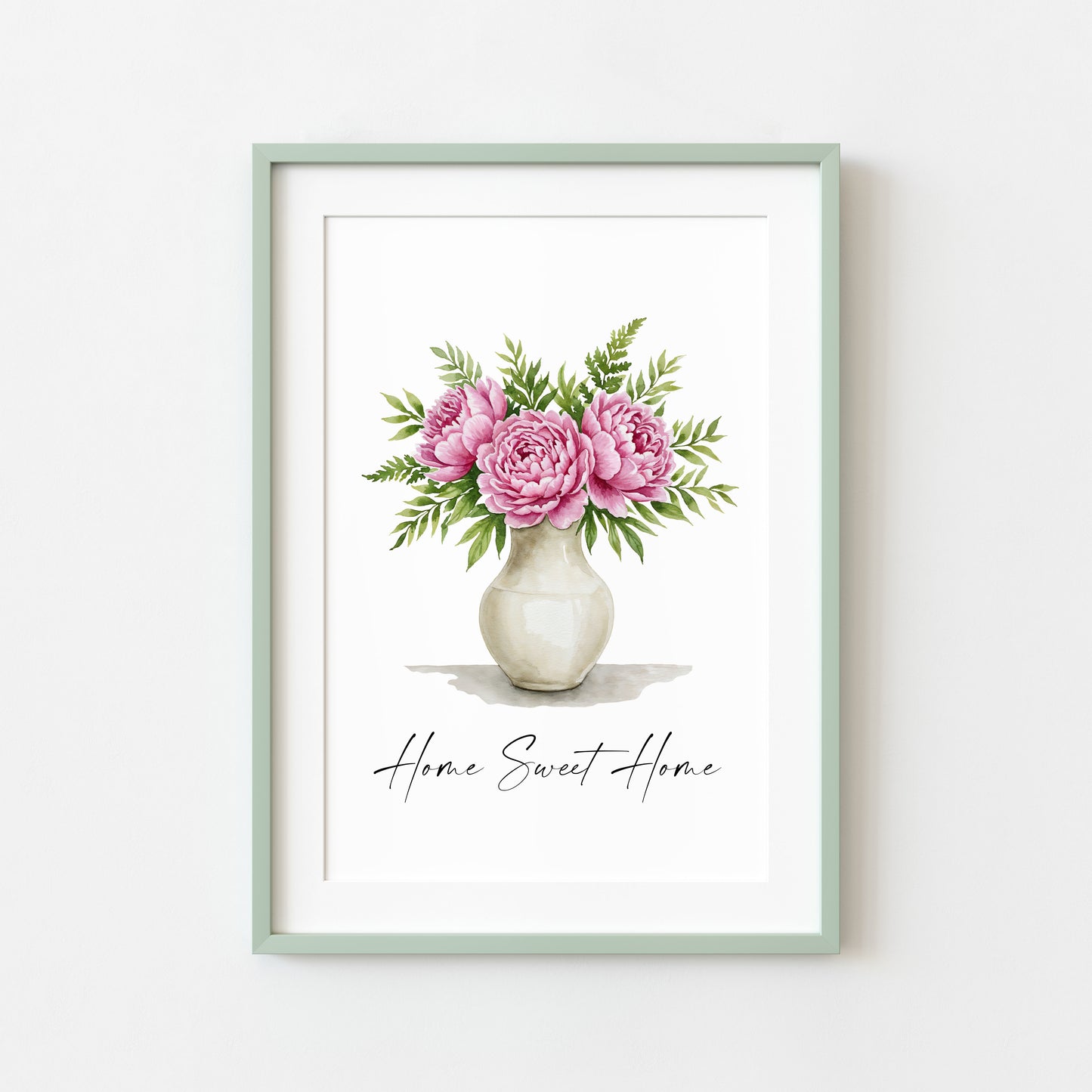 Home Sweet Home Print Peonies bouquet flower vase wall art poster (Unframed)
