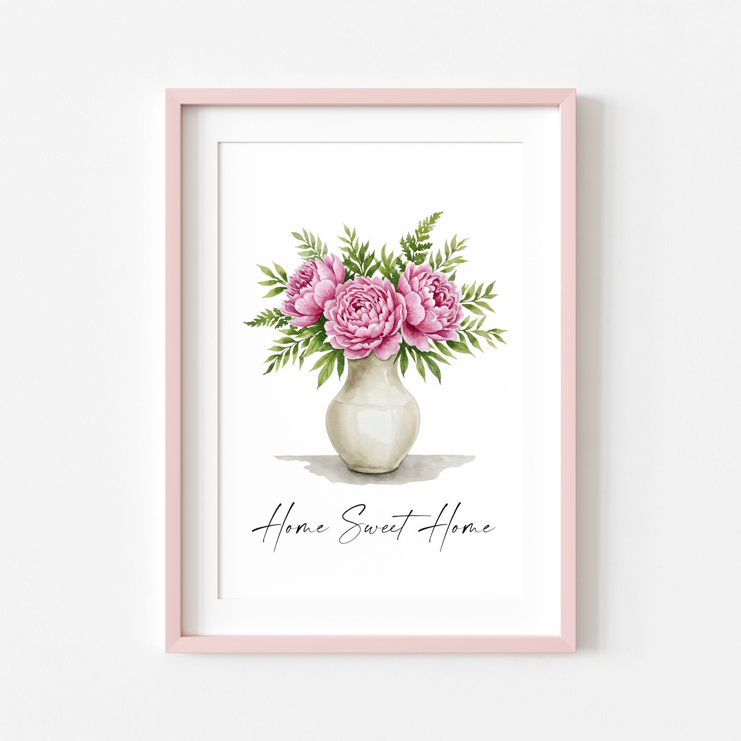 Home Sweet Home Print Peonies bouquet flower vase wall art poster (Unframed)
