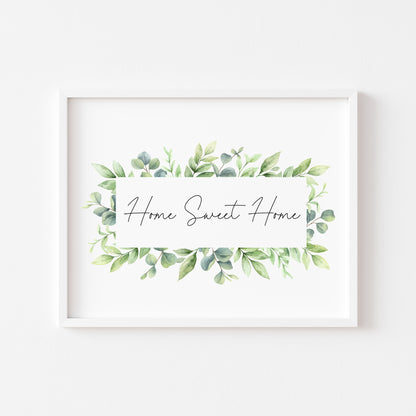 Home Sweet Home green floral landscape unframed wall art poster print
