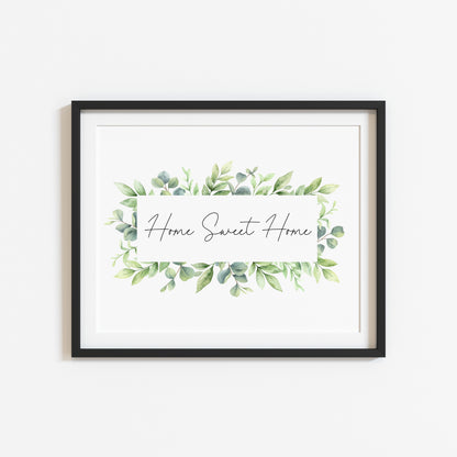 Home Sweet Home green floral landscape unframed wall art poster print