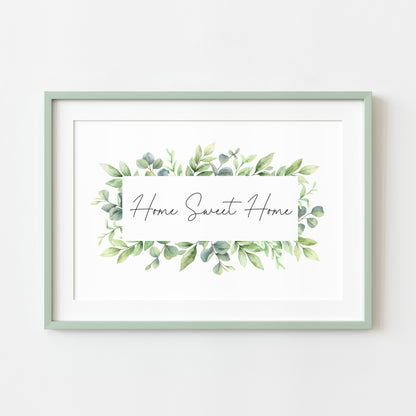 Home Sweet Home green floral landscape unframed wall art poster print