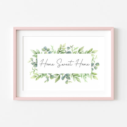 Home Sweet Home green floral landscape unframed wall art poster print