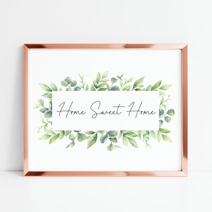 Home Sweet Home green floral landscape unframed wall art poster print