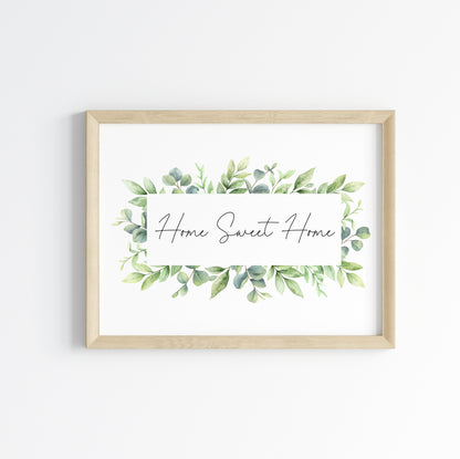 Home Sweet Home green floral landscape unframed wall art poster print