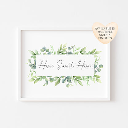 Home Sweet Home green floral landscape unframed wall art poster print
