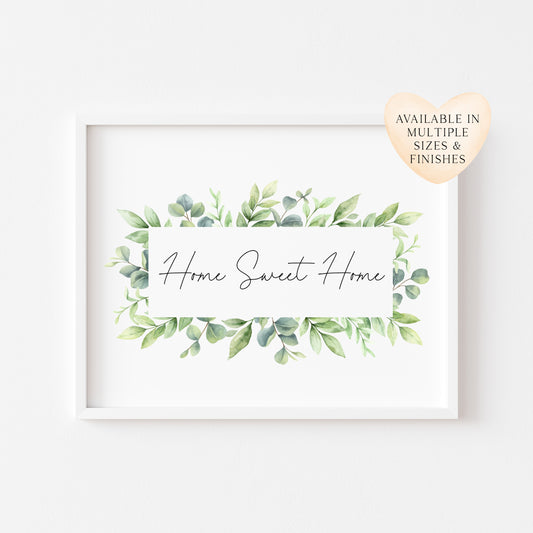 Home Sweet Home green floral landscape unframed wall art poster print