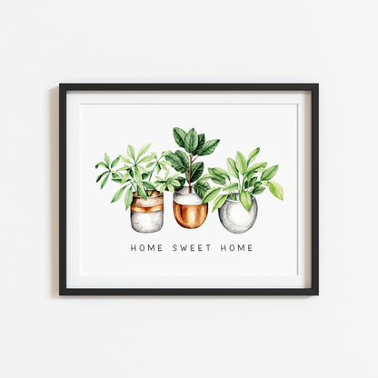Plant print, Home sweet home succulents cactus landscape Decor (unframed)