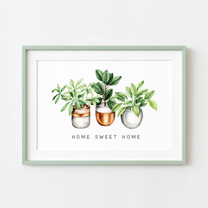 Plant print, Home sweet home succulents cactus landscape Decor (unframed)
