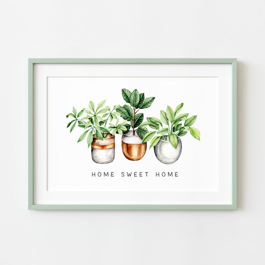 Plant print, Home sweet home succulents cactus landscape Decor (unframed)