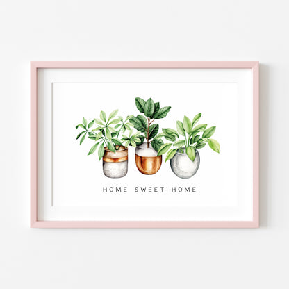 Plant print, Home sweet home succulents cactus landscape Decor (unframed)