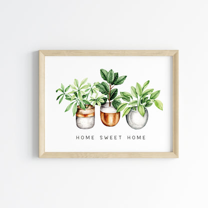 Plant print, Home sweet home succulents cactus landscape Decor (unframed)