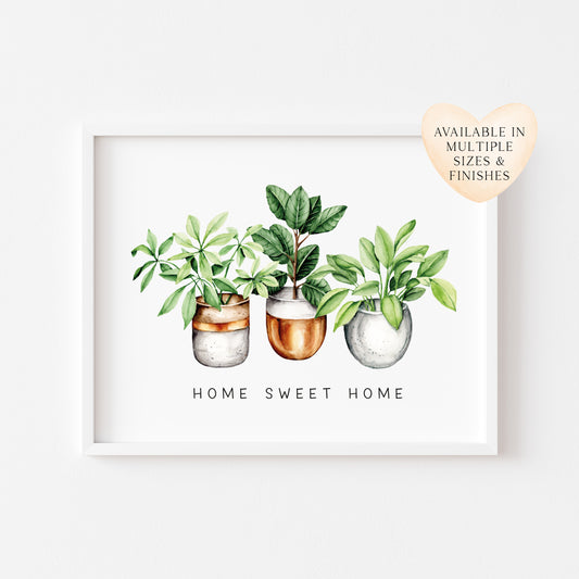 Plant print, Home sweet home succulents cactus landscape Decor (unframed)