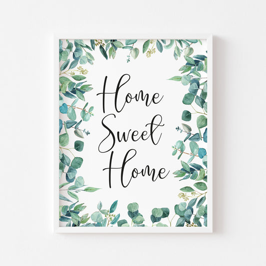 Home sweet home botanical eucalyptus greenery unframed print unframed wall art poster print