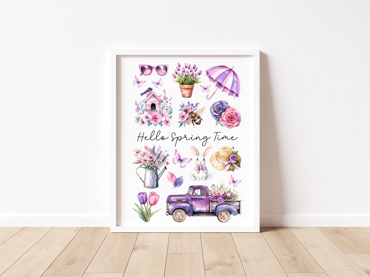 Spring Print, Purple lilac spring mood board favourites Seasonal Illustration (unframed)
