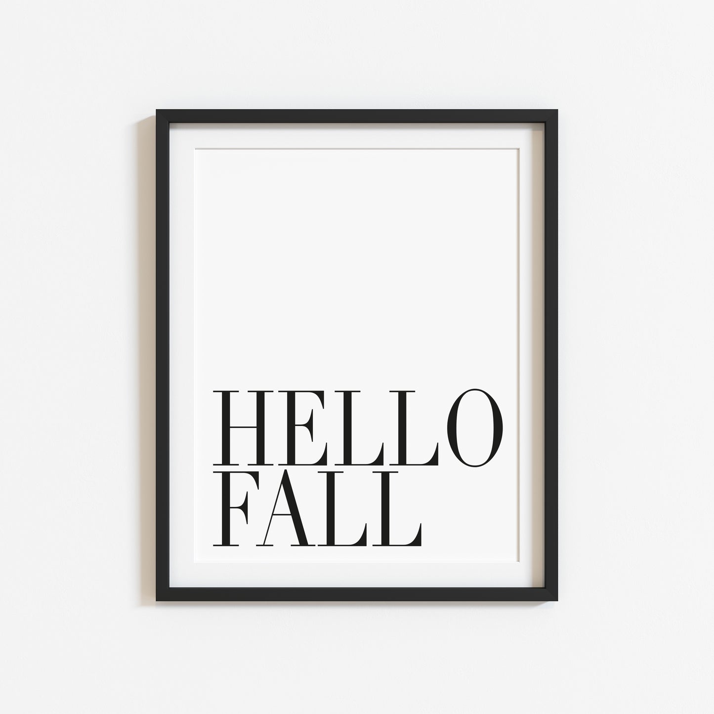 Hello Fall, seasonal fall autumn quote simplistic black & white autumn unframed wall art poster print, autumn home decor autumn quotes