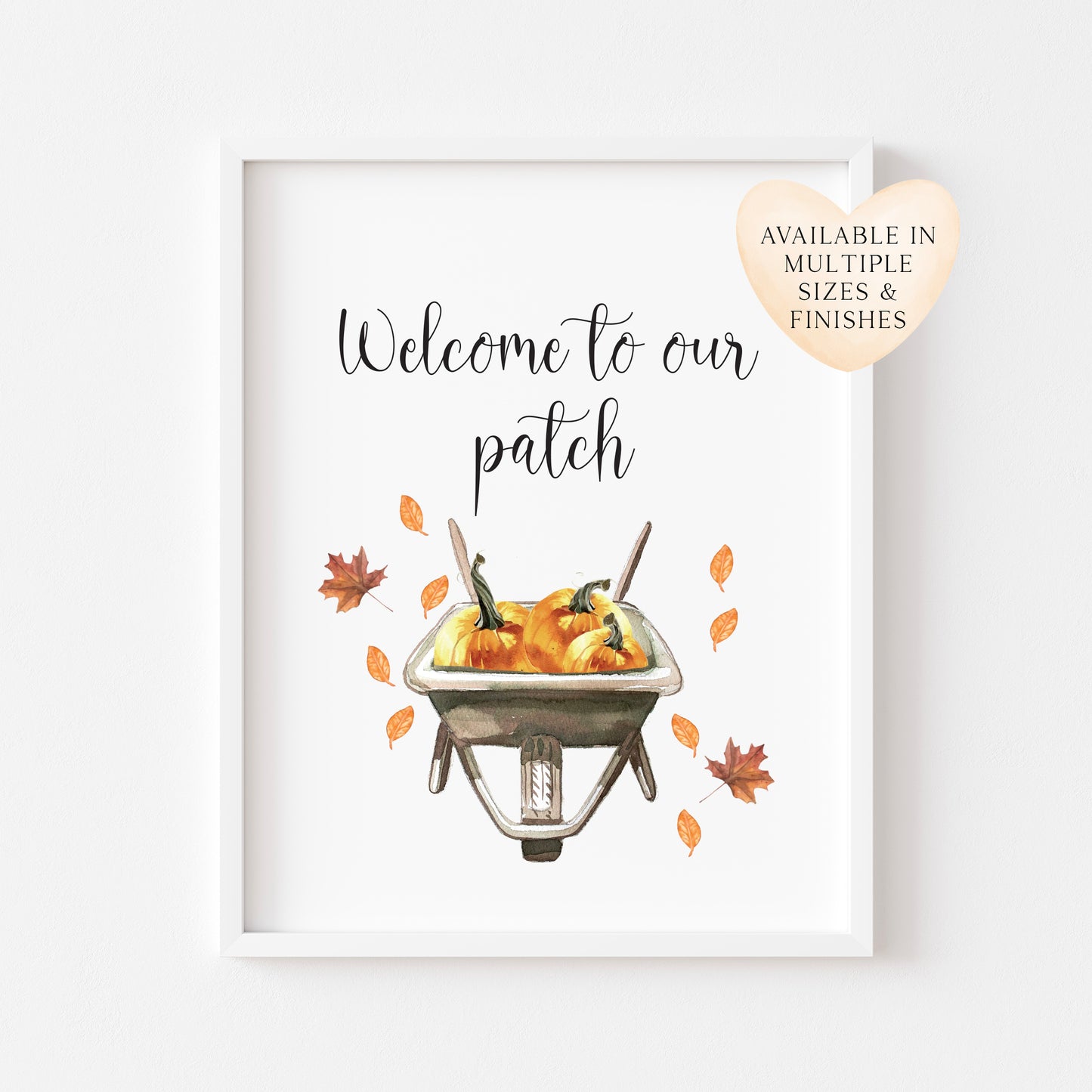 Autumn Pumpkin Patch Print Welcome Sign, Fall Home Decor (Unframed Poster)