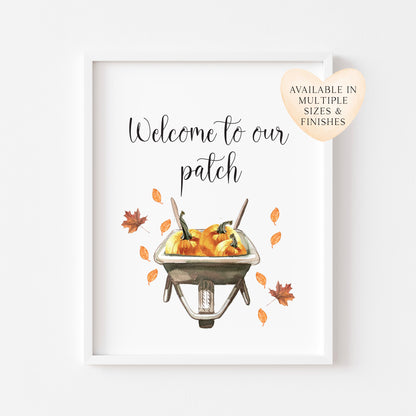 Autumn Pumpkin Patch Print Welcome Sign, Fall Home Decor (Unframed Poster)