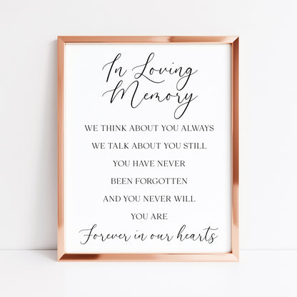Wedding memorial print, In loving memory unframed wall art poster