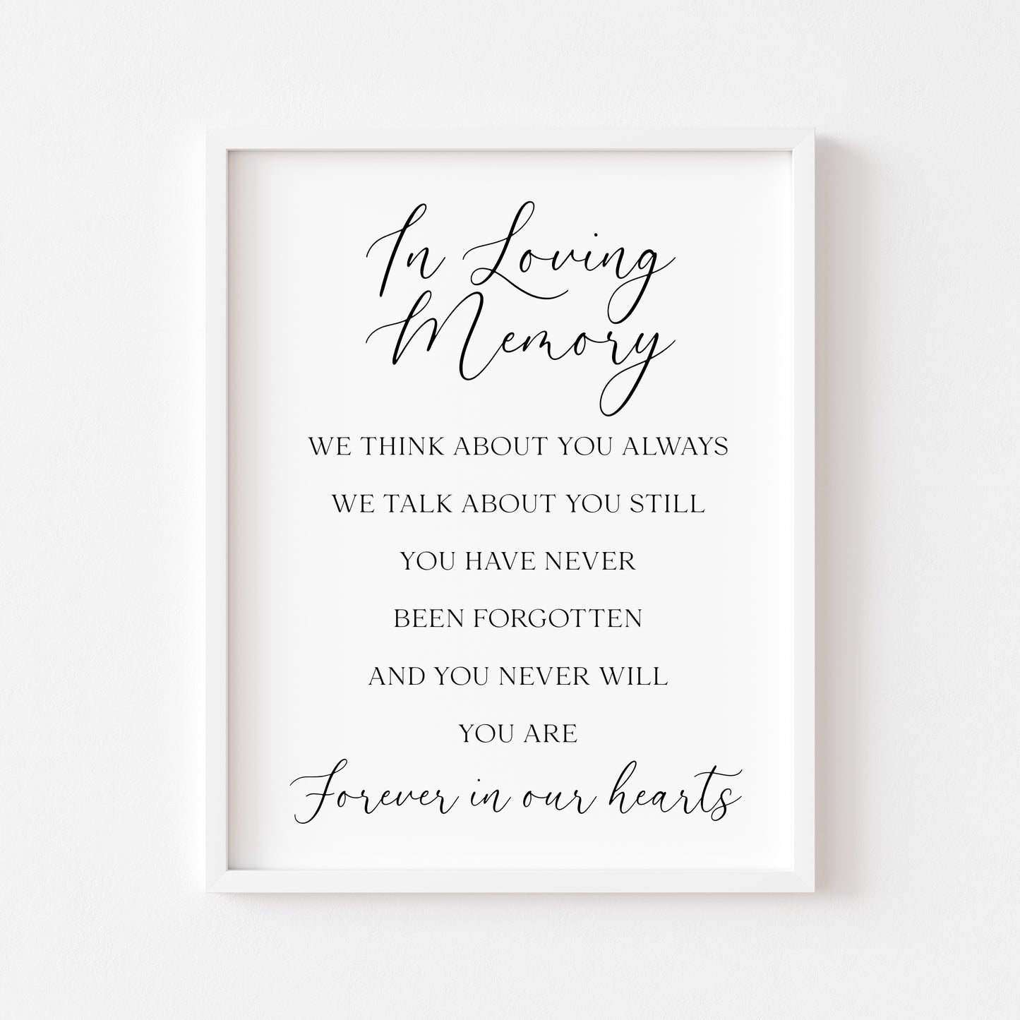Wedding memorial print, In loving memory unframed wall art poster
