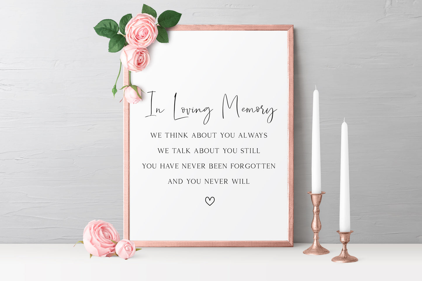 Wedding sign print, In loving memory, never forgotten, wedding poem unframed wall art poster print, wedding decor, wedding accessories