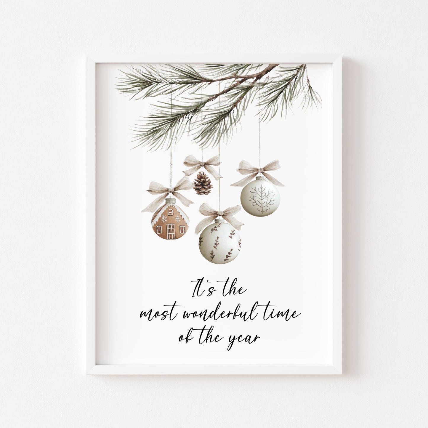 Christmas Print Watercolour boho hanging decoration seasonal Wall Art (unframed)