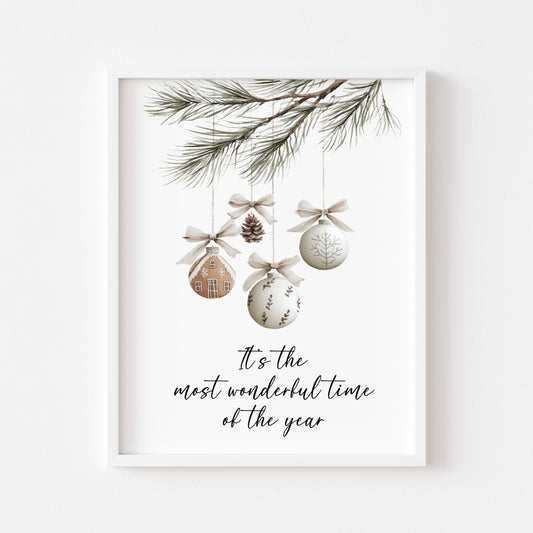 Christmas Print Watercolour boho hanging decoration seasonal Wall Art (unframed)