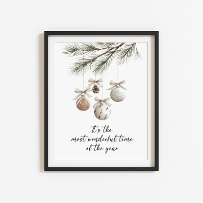 Christmas Print Watercolour boho hanging decoration seasonal Wall Art (unframed)
