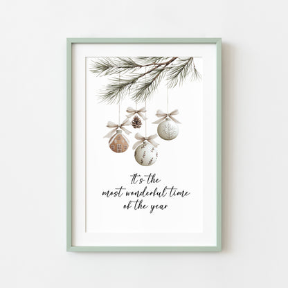Christmas Print Watercolour boho hanging decoration seasonal Wall Art (unframed)