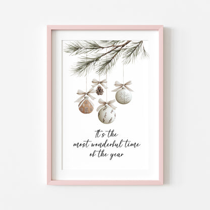 Christmas Print Watercolour boho hanging decoration seasonal Wall Art (unframed)