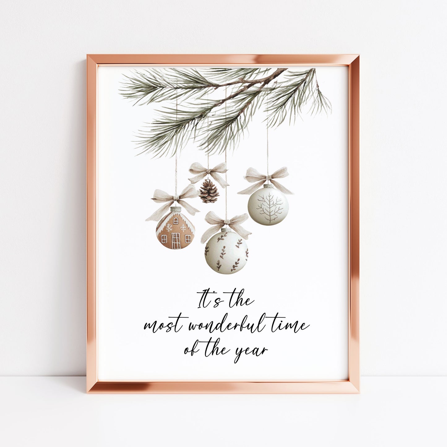 Christmas Print Watercolour boho hanging decoration seasonal Wall Art (unframed)