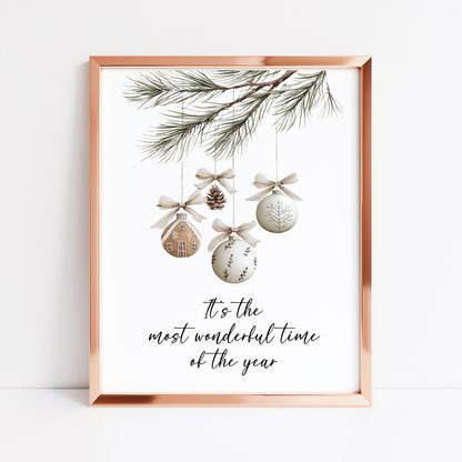 Christmas Print Watercolour boho hanging decoration seasonal Wall Art (unframed)