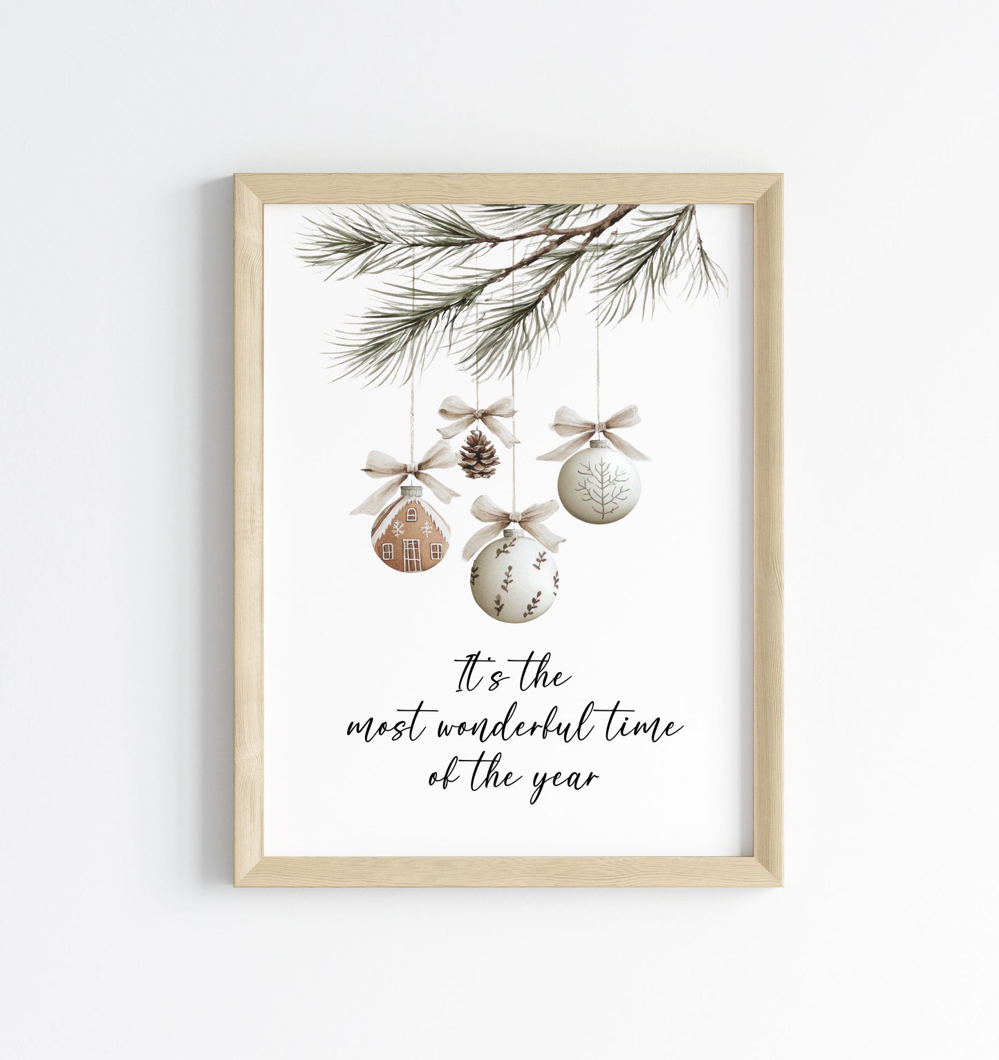 Christmas Print Watercolour boho hanging decoration seasonal Wall Art (unframed)