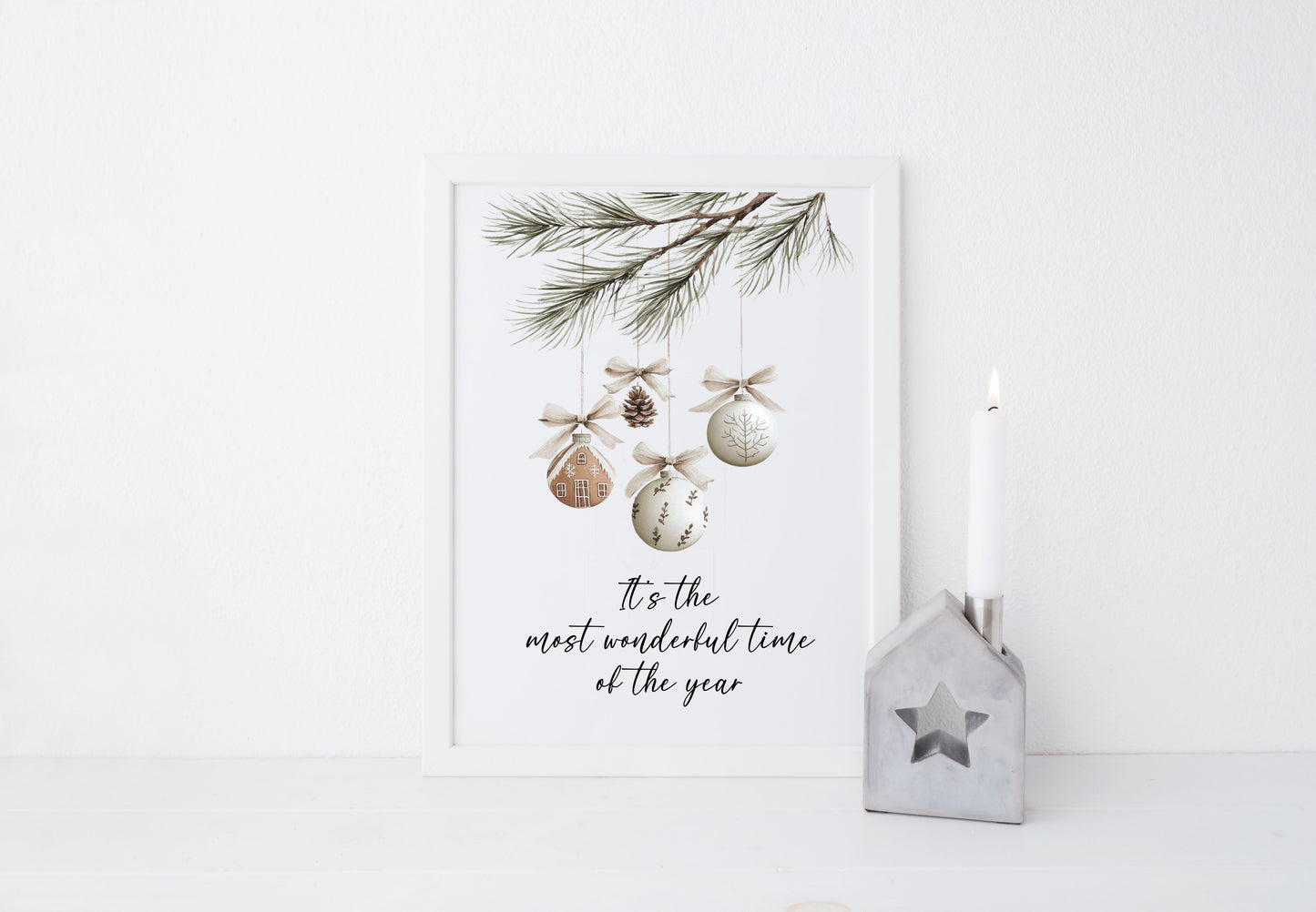 Christmas Print Watercolour boho hanging decoration seasonal Wall Art (unframed)