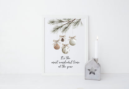 Christmas Print Watercolour boho hanging decoration seasonal Wall Art (unframed)