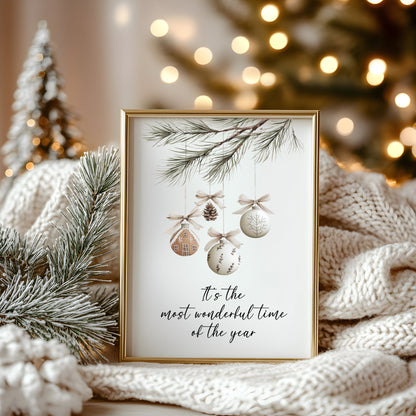 Christmas Print Watercolour boho hanging decoration seasonal Wall Art (unframed)