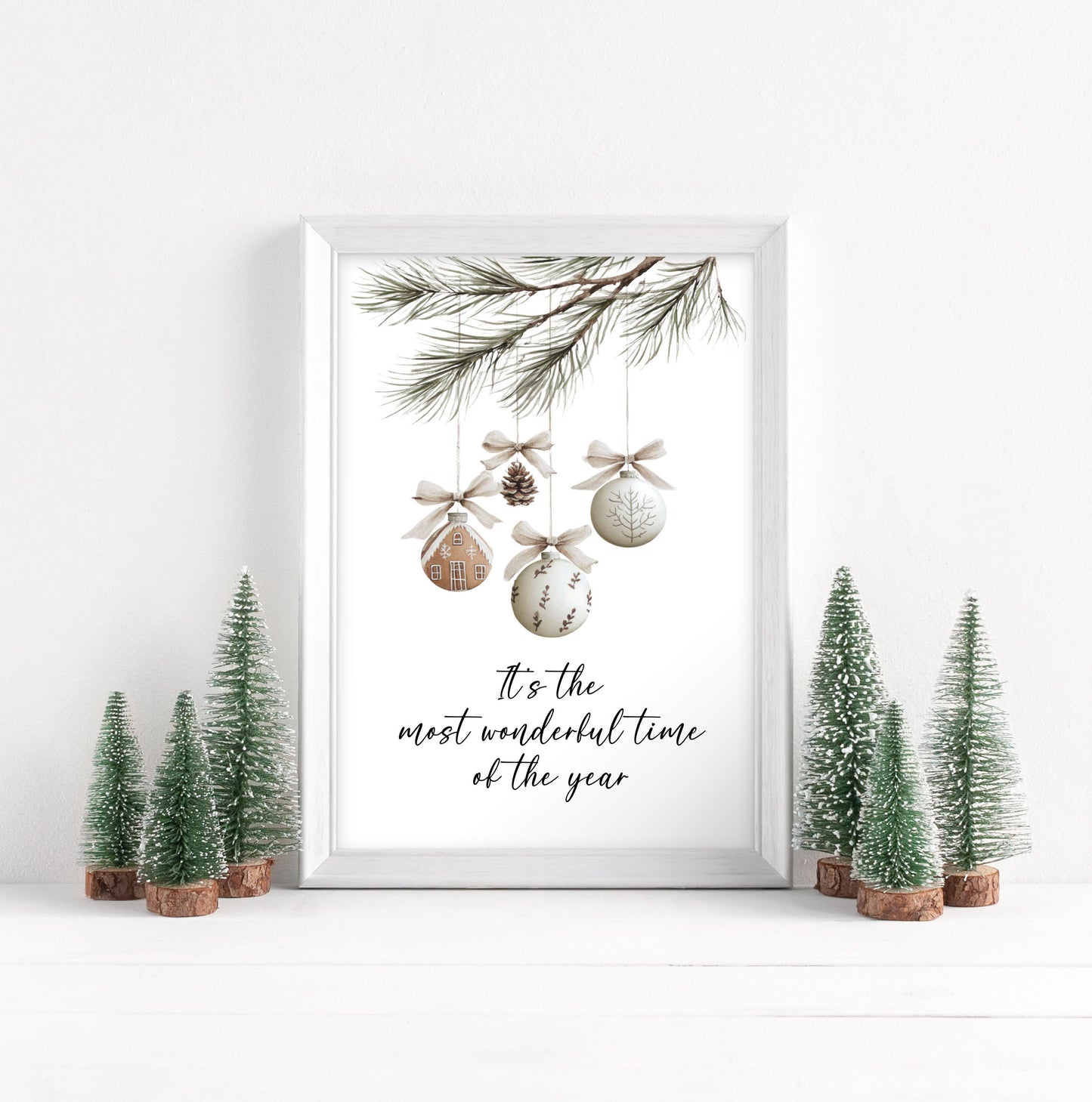 Christmas Print Watercolour boho hanging decoration seasonal Wall Art (unframed)