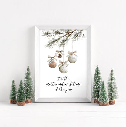 Christmas Print Watercolour boho hanging decoration seasonal Wall Art (unframed)