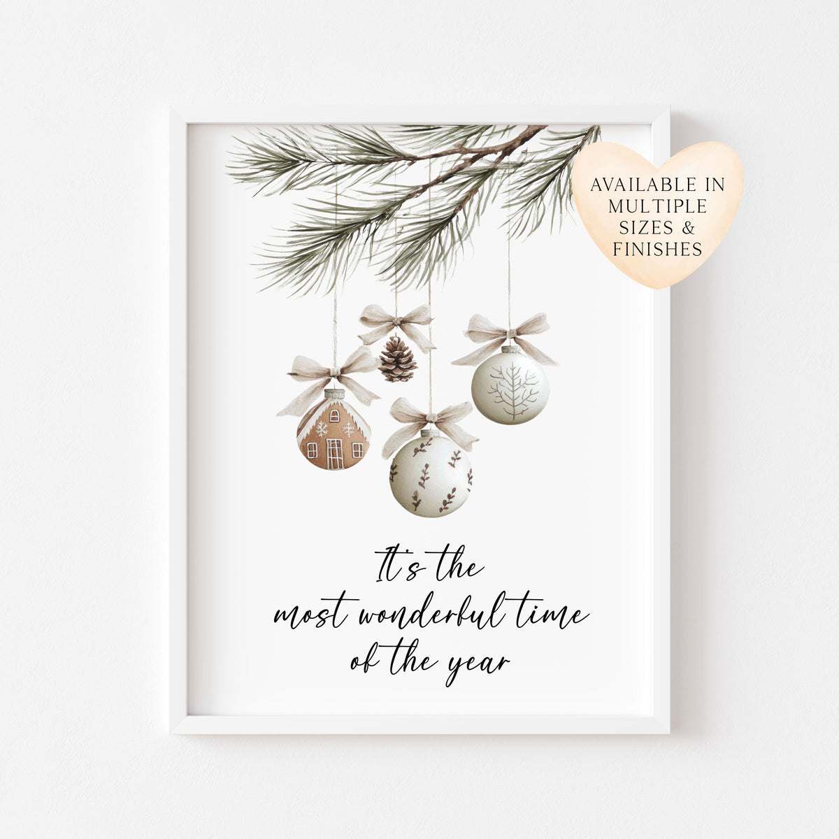 Christmas Print Watercolour boho hanging decoration seasonal Wall Art (unframed)