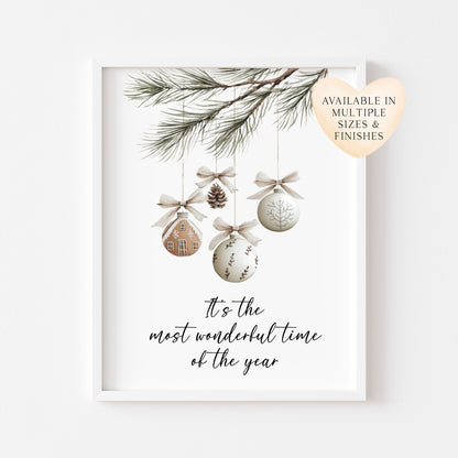 Christmas Print Watercolour boho hanging decoration seasonal Wall Art (unframed)
